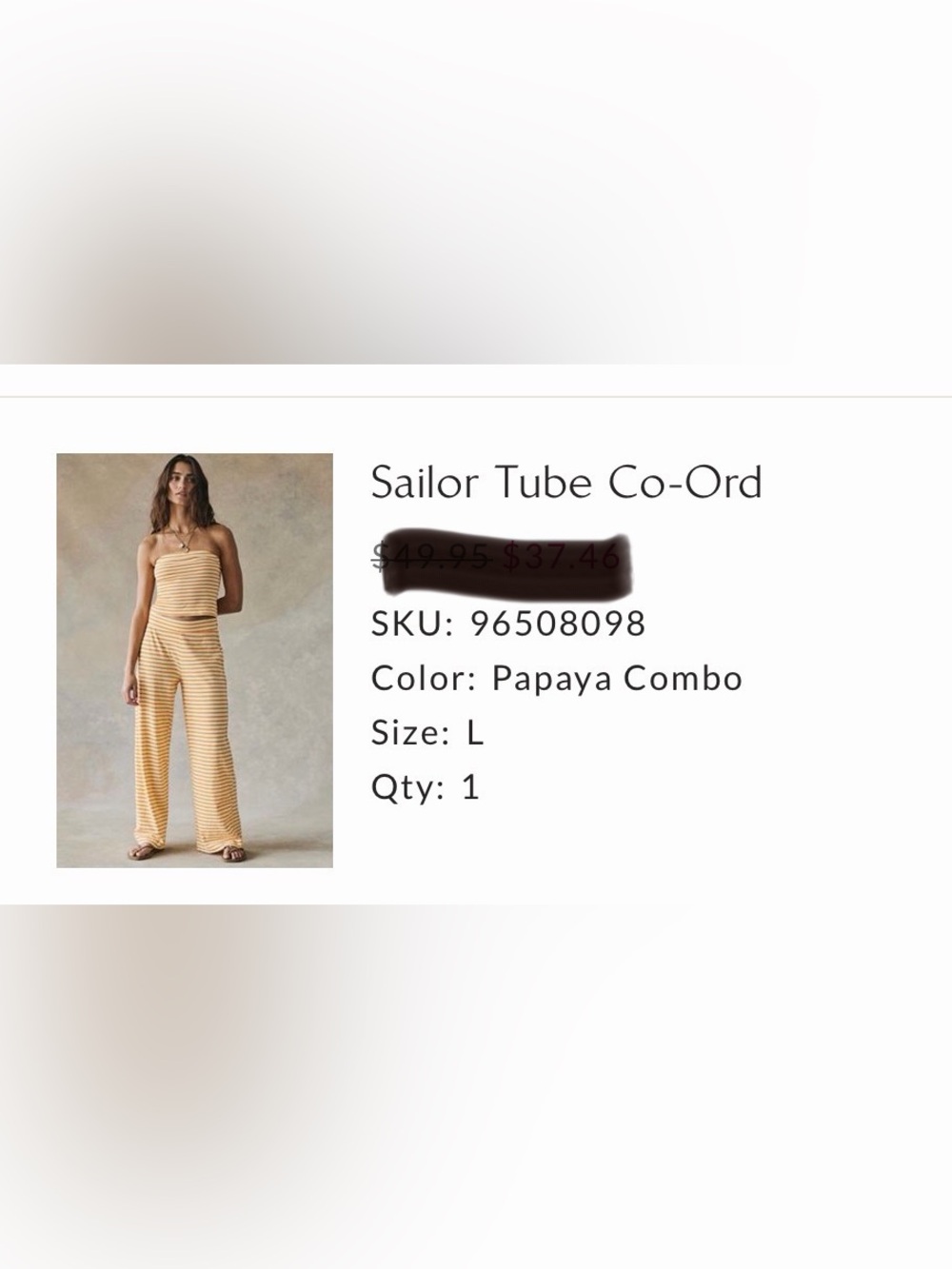 Free People Sailor Tube Co-Ord in Papaya Stripe